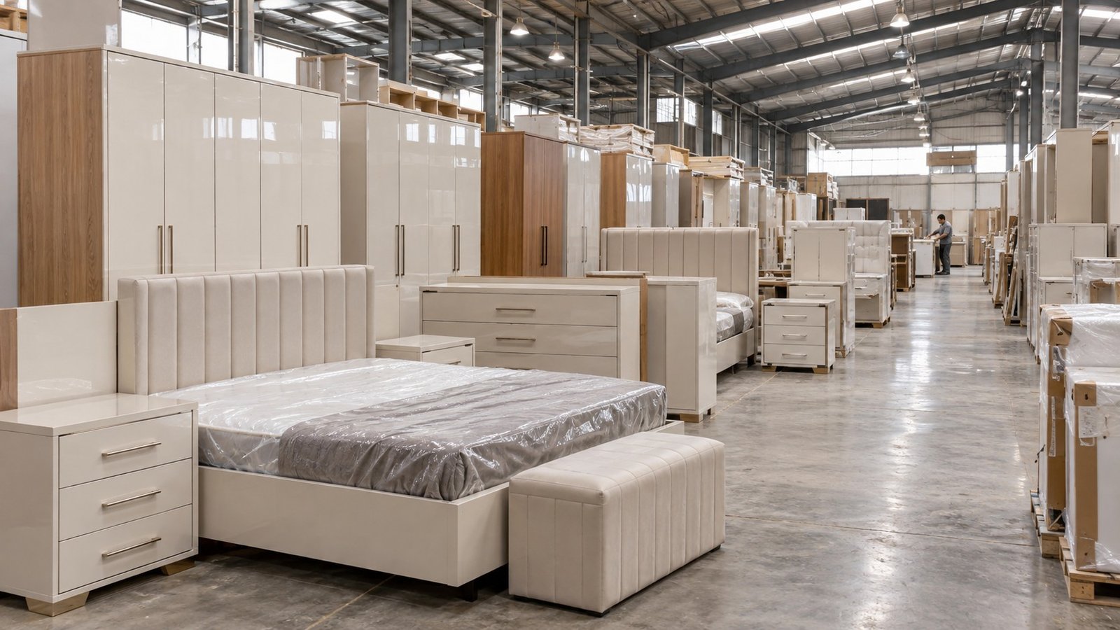 Imagen ilustrativa de muebles organizados en una fábrica